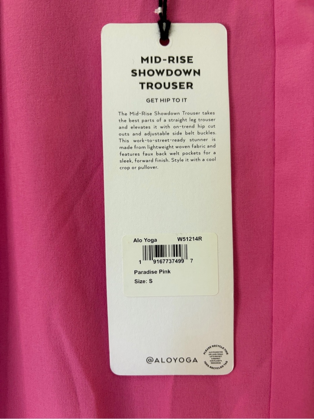 Alo Yoga Mid-Rise Showdown Trouser Paradise Pink S NWT Wide Leg Cutout - Picture 7 of 12